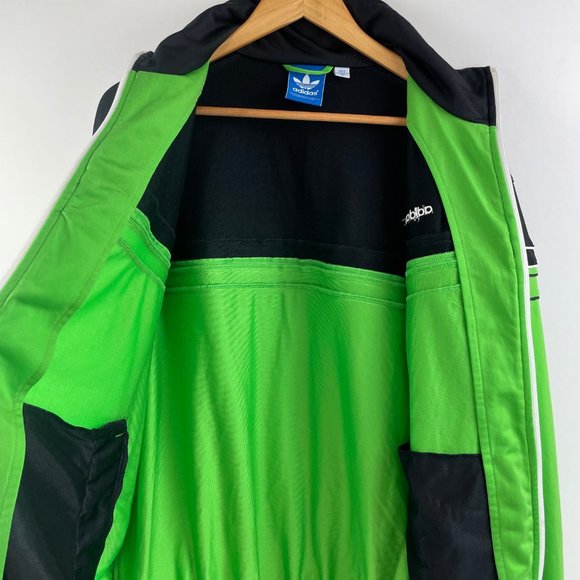Adidas Men's Black/Lime Green Full Zip Up Windbreak Warm Up Jacket Size XL - Picture 5 of 7